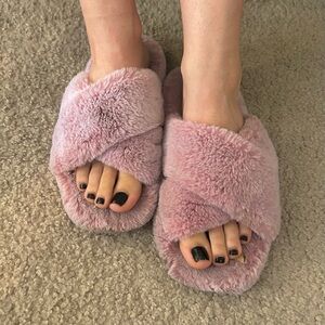 Pink fluffy slippers